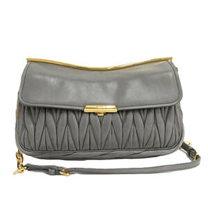 Miu Miu Chain Shoulder Bag Leather Gray